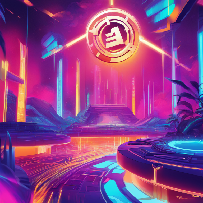 hand-drawn digital illustration, Artstation HQ, digital art, modern, abstract depiction of Notcoin debut on the TON blockchain, vibrant colors, futuristic design, trending on Artstation