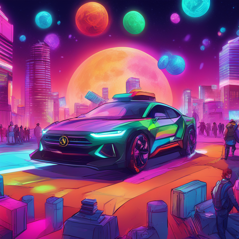 hand-drawn digital illustration, Artstation HQ, digital art, crypto community celebrating Notcoin launch, colorful and vibrant, futuristic style, trending on Artstation