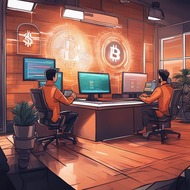 hand-drawn digital illustration of secure cryptocurrency transactions, Artstation HQ, digital art