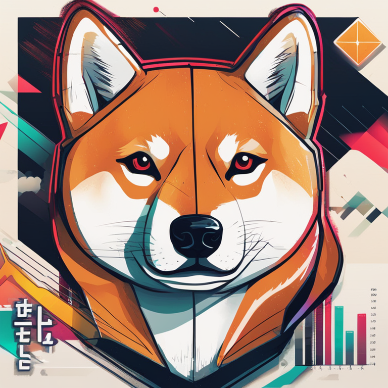 Abstract digital illustration of Shiba Inu price prediction with trend lines and technical indicators, digital art style, vibrant and modern, trending on Artstation