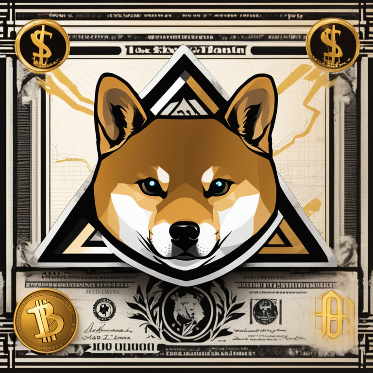 Shiba Inu cryptocurrency breaking out of a symmetrical triangle chart representation, Artstation HQ, digital art