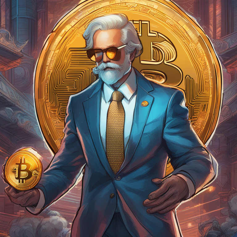 Hand-drawn digital illustration of a state pension fund embracing Bitcoin, showcasing a blend of conservative finance and innovative cryptocurrency, Artstation HQ, digital art, vibrant colors, high contrast, by Peter Mohrbacher and Donato Giancola.