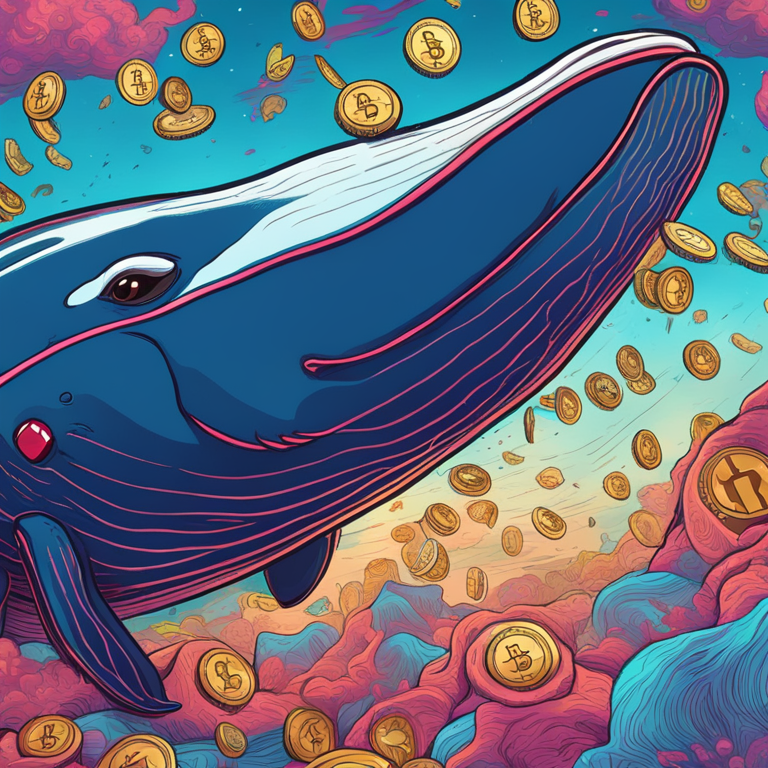 Hand-drawn digital illustration of a whale realizing losing Bitcoin, Artstation HQ, vibrant colors, detailed, trending on Artstation, digital illustration