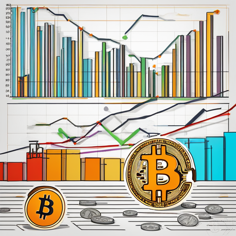 hand-drawn digital illustration of a victorious BlackRock Bitcoin ETF graph surpassing competitors, Artstation HQ, digital art, featuring upward trend lines, money bags, and digital currency icons, vibrant colors, sleek, detailed and crisp design