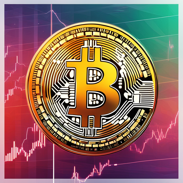 digital illustration of Bitcoin and financial growth, colorful chart overlays, Artstation HQ, trending on Artstation, modern style digital art