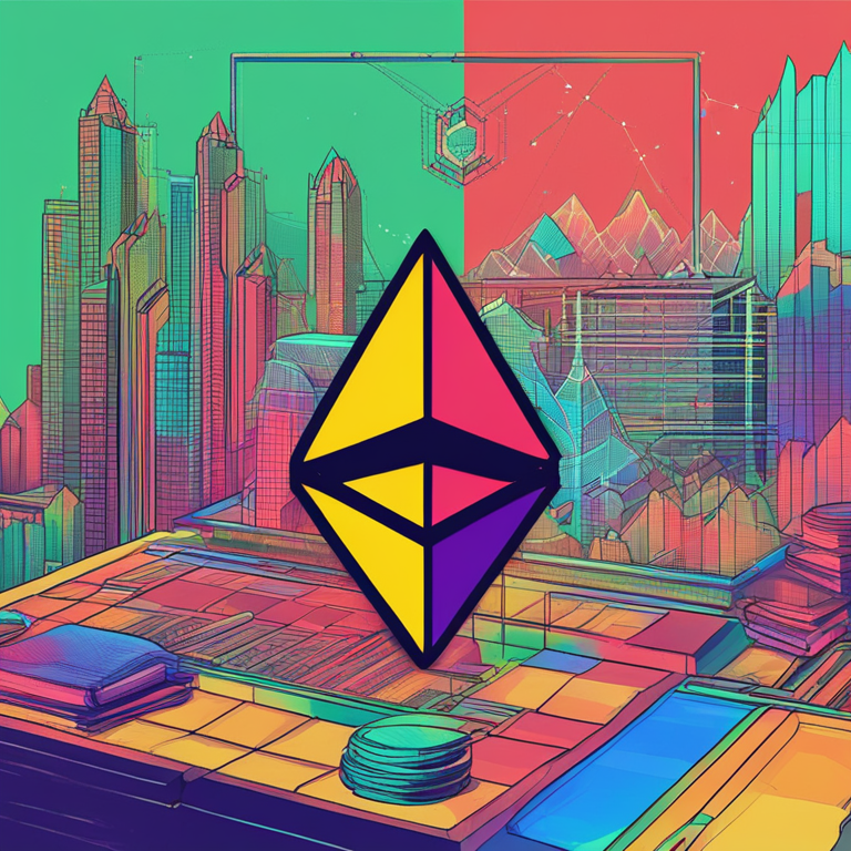 Ethereum market analysis, digital art, technical analysis charts, modern design, featured on Artstation, colorful and detailed