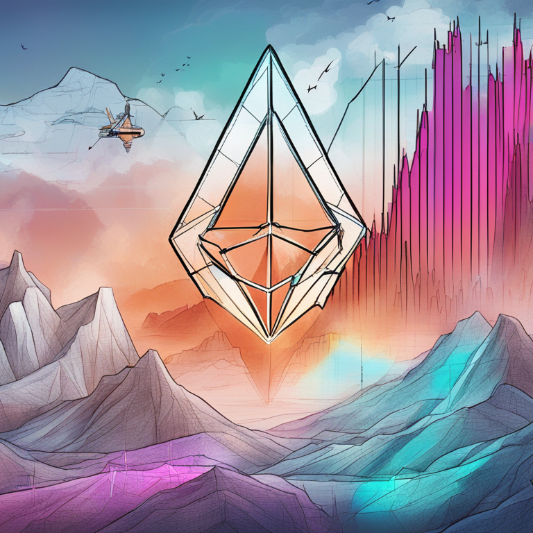 Detailed digital illustration showing technical analysis of Ethereum's price movement, including charts and resistance levels, hand-drawn, High-Quality Artstation style, vibrant and immersive