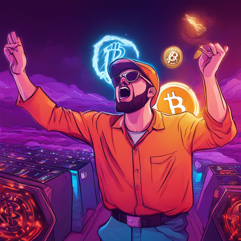 digital illustration of a person criticizing bitcoin mining's energy use, Artstation HQ, digital art, vibrant colors, public speaking, hand-drawn digital illustration, audience reaction, environmental impact