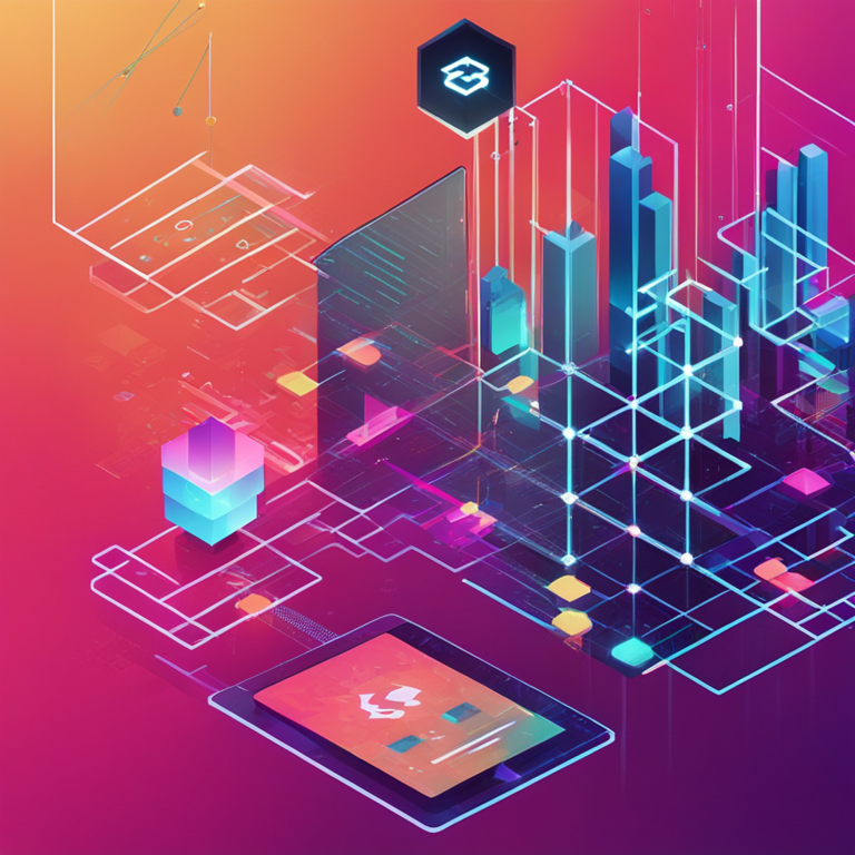 Artistic representation of blockchain updates with ledger peers and nodes, colorful and detailed, digital art inspired by Artstation HQ, futuristic and abstract, cyber security theme