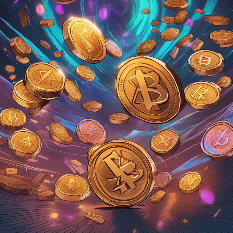 hand-drawn digital illustration of AI cryptocurrency tokens surging, Artstation HQ, digital art, dynamic colors, intricate details, representation of AI token rally, trending on Artstation