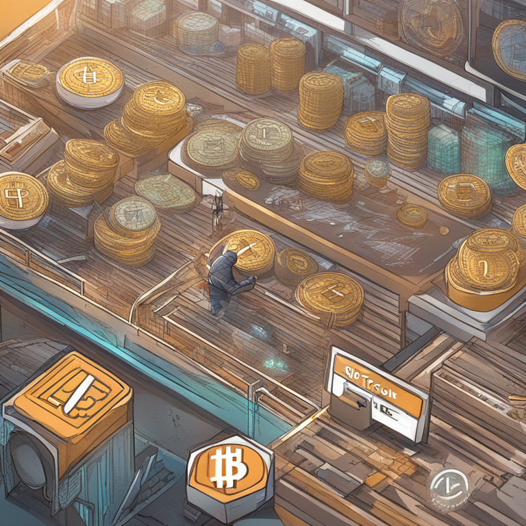 hand-drawn digital illustration, Artstation HQ, digital art, depicting a fluctuating cryptocurrency market with a specific focus on Notcoin