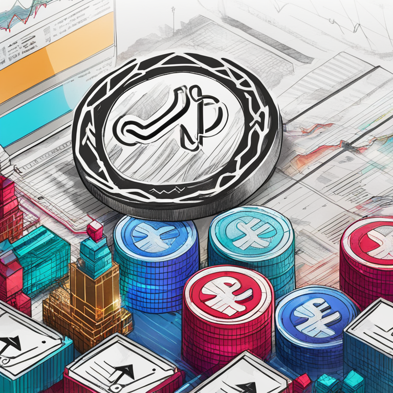 Hand-drawn digital illustration of XRP symbol surrounded by fluctuating market charts and currency exchange symbols, Artstation HQ, digital art