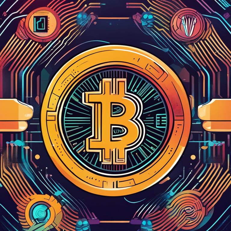 Hand-drawn digital illustration featuring abstract visual representation of cryptocurrency transactions, in the style of a trendy magazine cover, digital art from Artstation, high-quality, vivid colors, modern design.