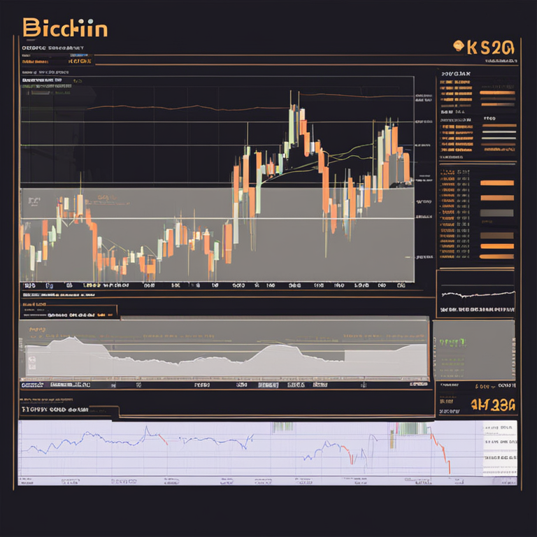 Bitcoin price analysis with chart showcases key technical indicators and bullish momentum, hand-drawn digital illustration, high-quality, trending on Artstation