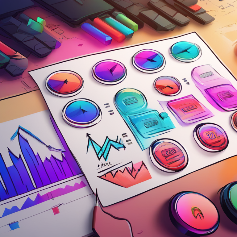 hand-drawn digital illustration of ARB token and its price chart, vibrant colors, sleek, Artstation HQ, digital art, up and down arrows, market trend concept