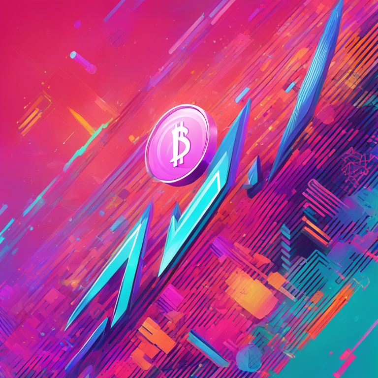 digital art illustration showcasing Arbitrum token and its historical price movements, colorful, modern, Artstation HQ, financial charts, vibrant fluctuations, abstract finance art