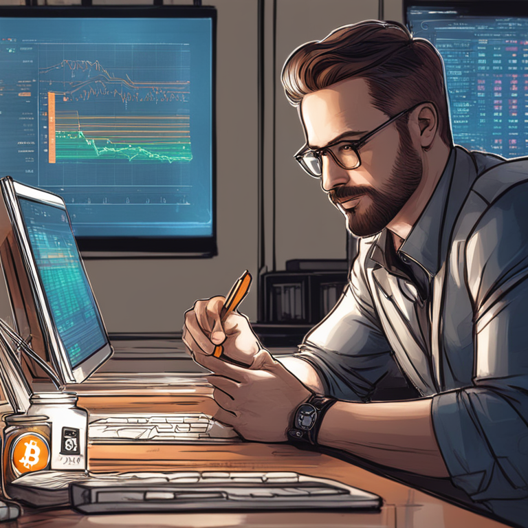 Erik Finman discussing Bitcoin investment, hand-drawn digital illustration, Artstation HQ, digital art