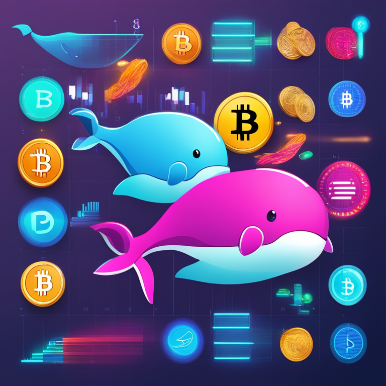 creative digital art of cryptocurrency whales, profit graphs, financial excitement, vibrant and modern style, trending on Artstation