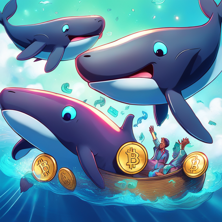 digital illustration of crypto whales celebrating profit, Artstation HQ, digital art