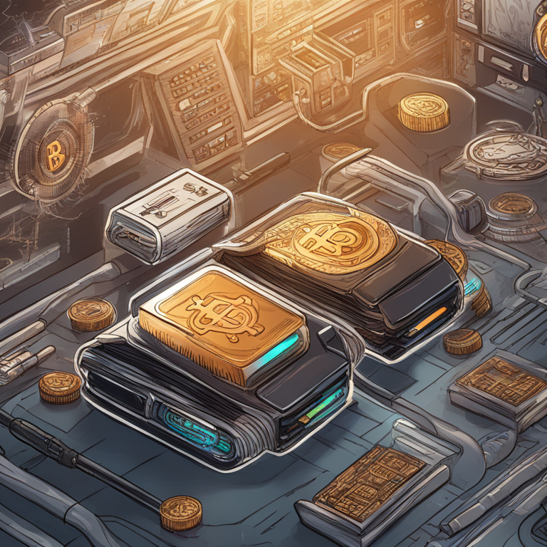 hand-drawn digital illustration of Bitcoin wallet management, strategic UTXO selection, Artstation HQ, digital art, intricate and detailed, futuristic finance-themed background, trending on Artstation