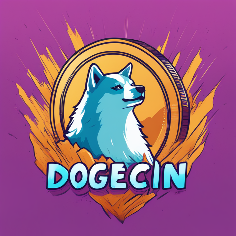 Hand-drawn digital illustration of Dogecoin logo with a rising chart, Artstation HQ quality, vibrant colors, light-hearted, digital art, popular, meme-like style