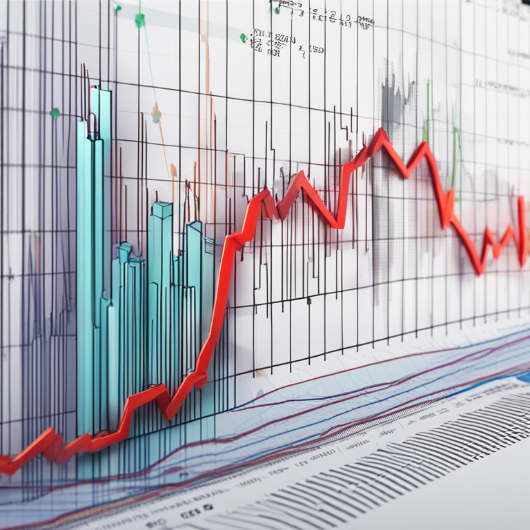 Detailed digital illustration of financial data charts, showing fluctuating ETF lines, Artstation HQ, digital art, dynamic and abstract