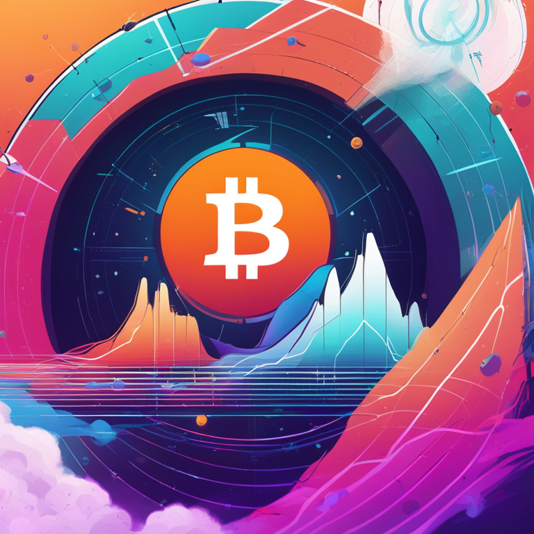 an abstract digital illustration showing cryptocurrency fluctuating charts and a wormhole graphic, hand-drawn digital illustration, Artstation HQ, vibrant colors, futuristic theme, trending on Artstation