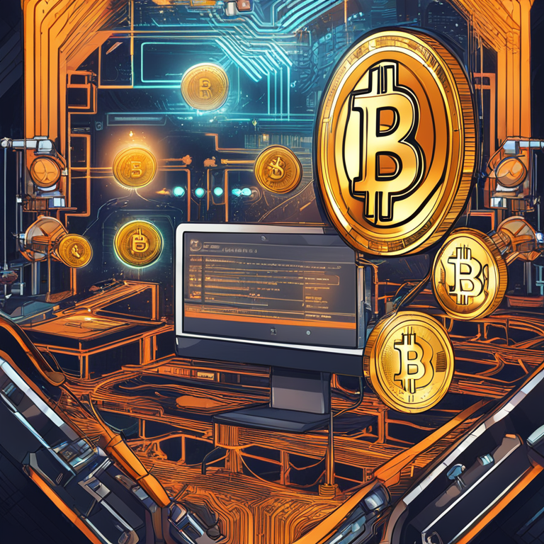 hand-drawn digital illustration, Artstation HQ, digital art, illustrating the relationship between Bitcoin and altcoins like Injective, interconnected elements, futuristic style, vibrant and detailed, engaging background