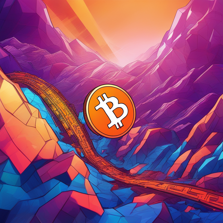 Digital illustration of Bitcoin breaking free from a downtrend, Artstation HQ, futuristic financial market scene, vibrant colors, sleek lines, digital art