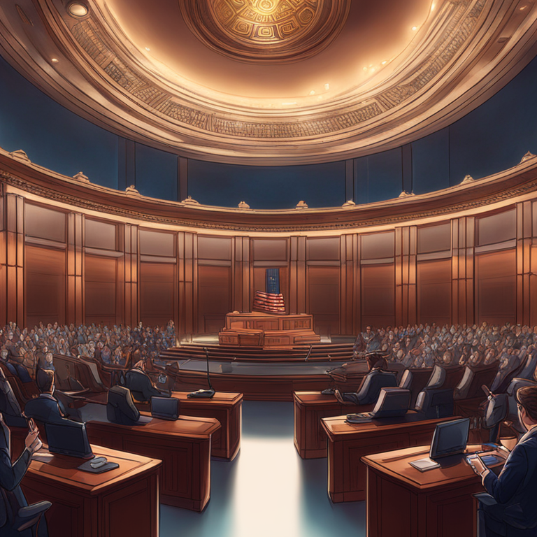 Senate voting on cryptocurrency regulation, digital illustration, Artstation HQ, digital art