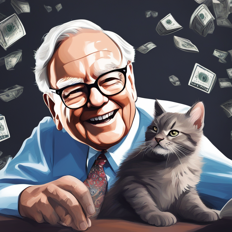 a digital illustration of Warren Buffett and Roaring Kitty in juxtaposition, financial analysts, modern art style, high quality, digital art, Artstation HQ, trending magazine style