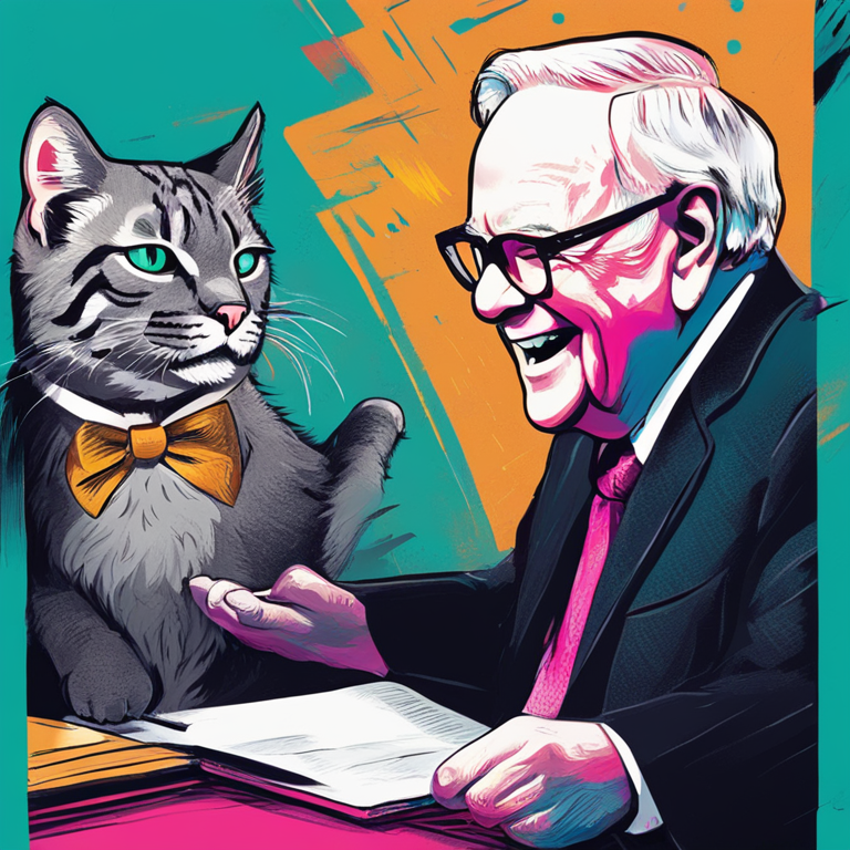 hand-drawn digital illustration of Roaring Kitty and Warren Buffett, Artstation HQ, digital art, trending, contrasting investment approaches, vibrant colors