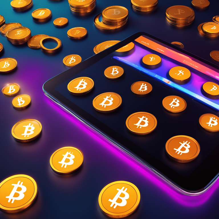 Bitcoin user interface illustration emphasizing account submission, showing digital wallets and sleek design, trending on Artstation, detailed and high-quality digital art with vibrant colors and high-tech features