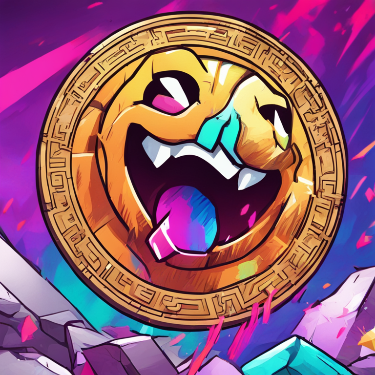 Hand-drawn digital illustration of a vibrant meme coin breaking free from regulations, Artstation HQ, digital art