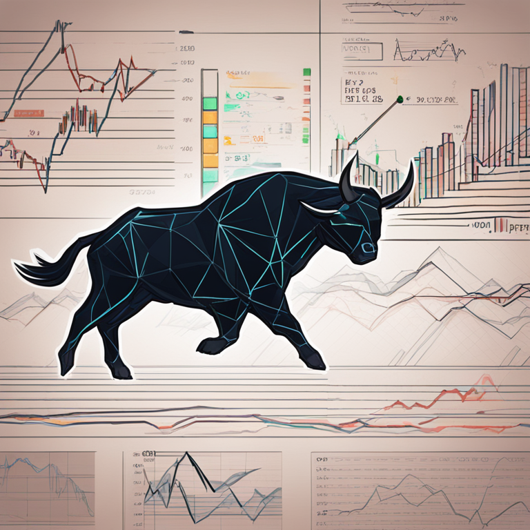 Hand-drawn digital illustration of bullish patterns in cryptocurrency trading, Artstation HQ, digital art, futuristic theme, trending on Artstation, market analysis, upward chart trends