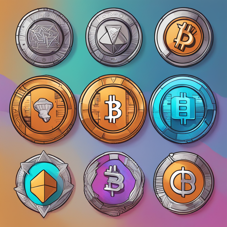 Cryptocurrency community icons expressing mixed reactions, hand-drawn digital illustration, Artstation HQ, digital art