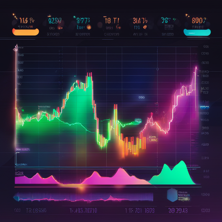 hand-drawn digital illustration, Artstation HQ, digital art, visualization of Bitcoin market trends with fluctuating graphs and charts, vibrant colors, trending on Artstation