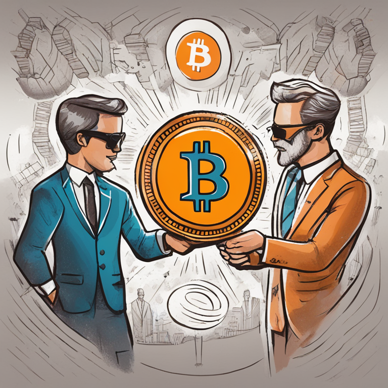 Hand-drawn digital illustration, Artstation HQ, digital art, depicting SEC approval of Spot ETFs, authoritative figures, celebratory Bitcoin symbolism, finance world integration