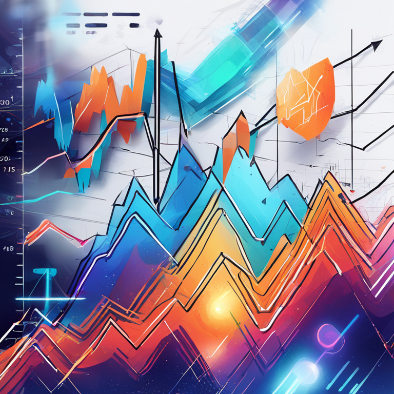 an abstract and vibrant hand-drawn digital illustration of technical indicators and charts, Artstation HQ, digital art