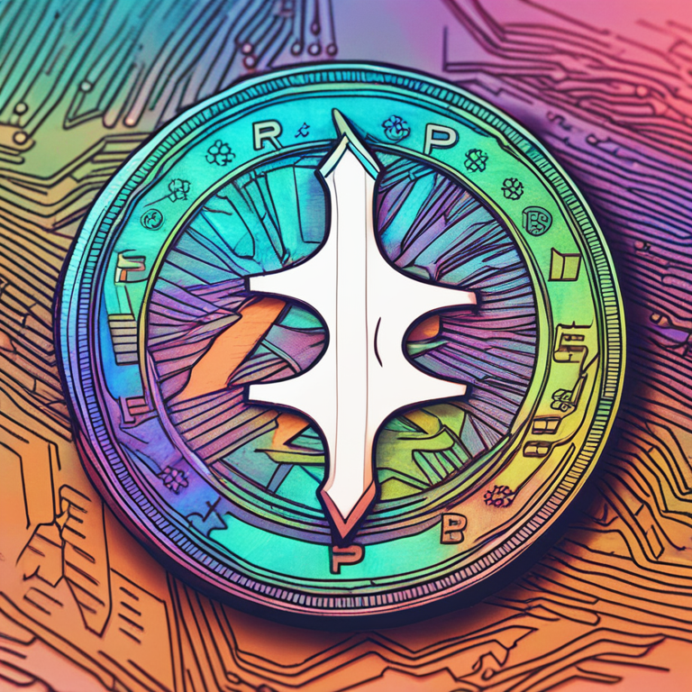 hand-drawn digital illustration of XRP cryptocurrency holding steady at $0.50, vibrant market trends, Artstation HQ, digital art