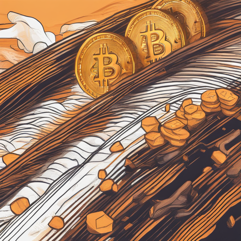 Dynamic hand-drawn digital illustration of Bitcoin and crypto stocks reacting to news, Artstation HQ, digital art, abstract background, trending magazine style