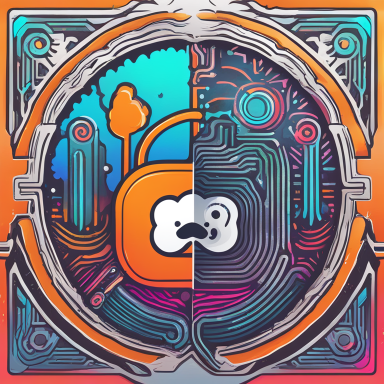 Hand-drawn digital illustration of a Reddit logo and OpenAI's symbol combining, featuring vibrant colors, Artstation HQ, detailed digital art style