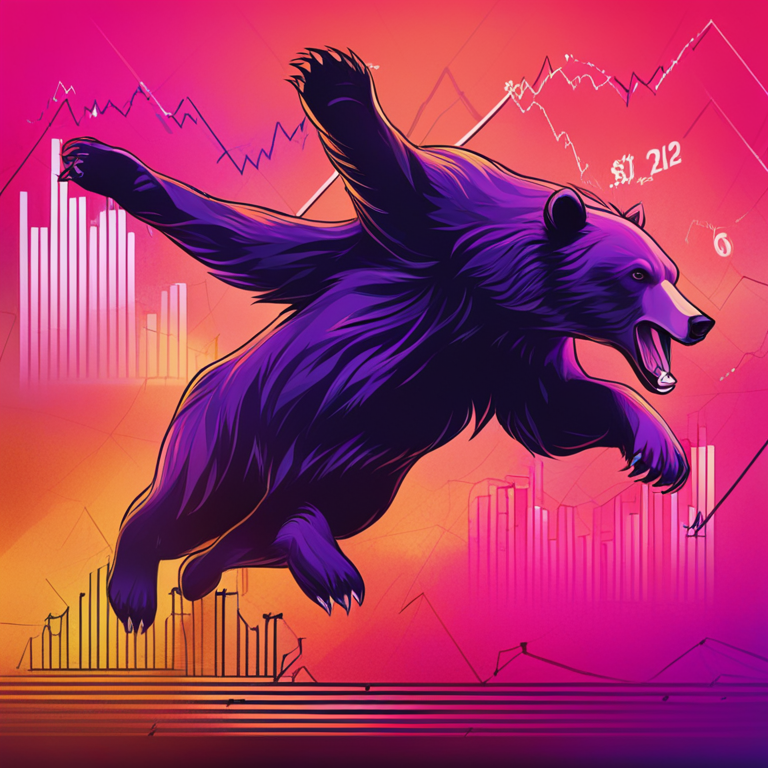 hand-drawn digital illustration, Artstation HQ, digital art of a bullish bear leaping over a sharp financial graph, high detail, vivid tones, trending on Artstation, finance and investment concept, engaging and dynamic composition