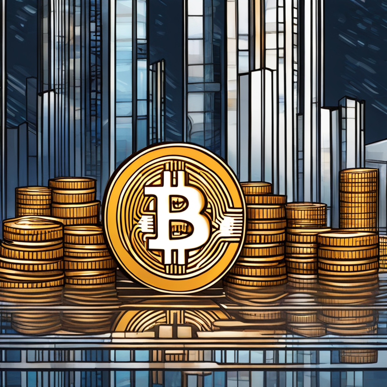 Hand-drawn digital illustration of Bitcoin floating above market charts, Artstation HQ, digital art, detailed, crisp reflections, modern