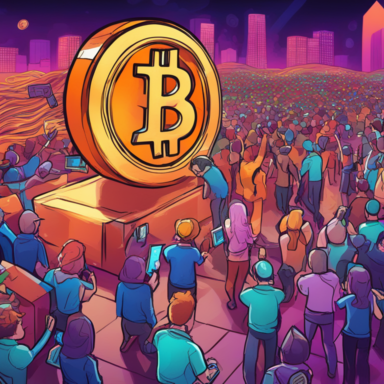 a digital art illustration depicting a cryptocurrency market trend, hand-drawn digital illustration, Artstation HQ, showing Bitcoin prices rising and falling, vibrant colors, digital art, trending on Artstation