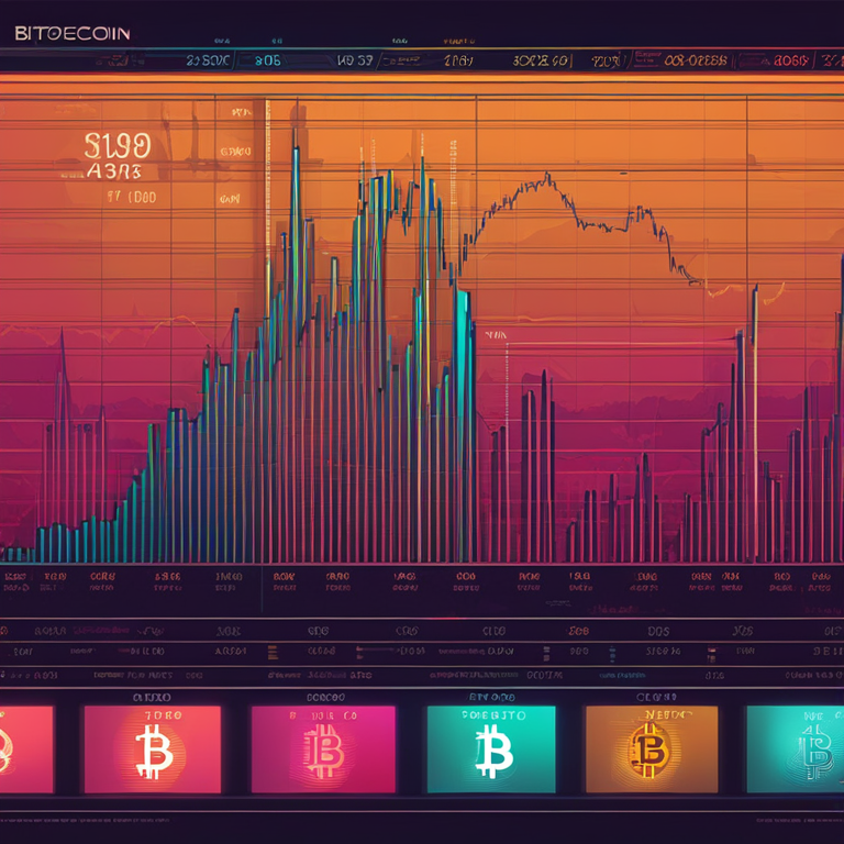 hand-drawn digital illustration of Bitcoin historical performance, Artstation HQ, digital art, showing data charts and trends with vibrant colors, modern design, trending on Artstation with historical data