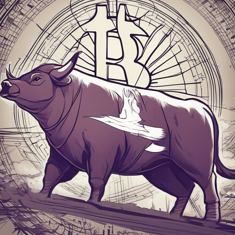 hand-drawn digital illustration, Bitcoin graph showing potential for a bullish run, Artstation HQ, digital art