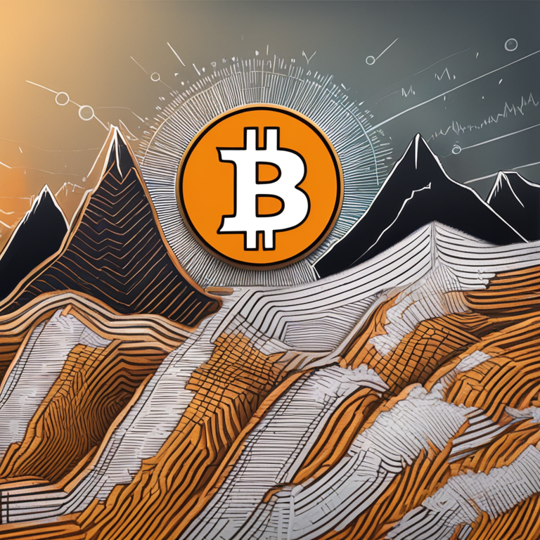 hand-drawn digital illustration, Bitcoin price chart showing upward trend, Artstation HQ, digital art