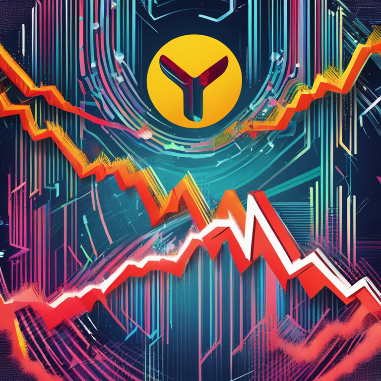 Hand-drawn digital illustration of XRP coin breaking out with bullish upward trend, Artstation HQ, digital art, vibrant colors