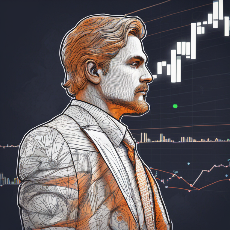 Graph showing Bitcoin's inverse head-and-shoulders pattern and potential bullish breakout, hand-drawn digital illustration, Artstation HQ, digital art